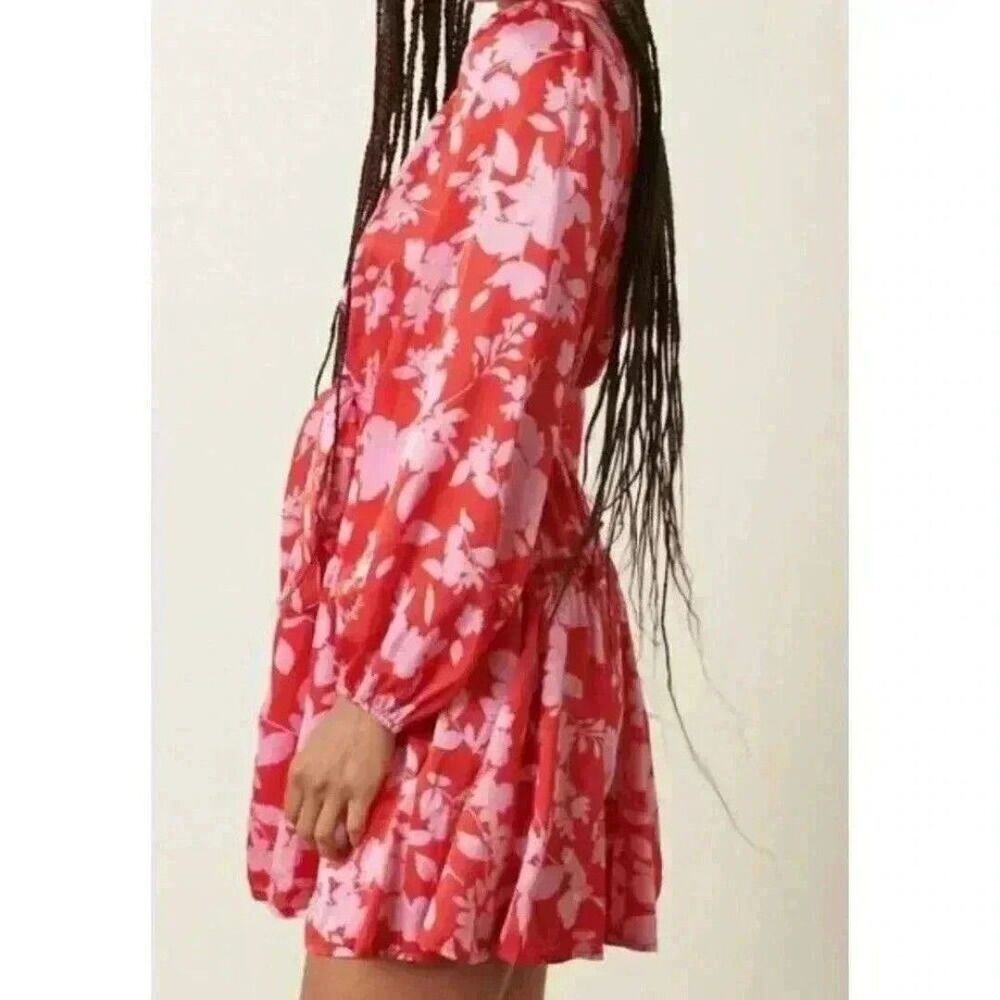 Mittoshop, radiant satin dress in red floral, Large - Picture 2 of 3